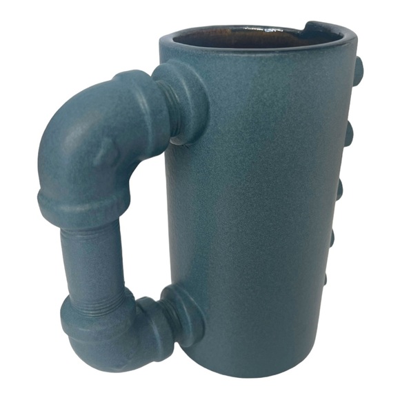 Matte Blue Gray Handmade Chehalem Mountain Pottery Stoneware Steampunk Mug 14 oz - Picture 2 of 9